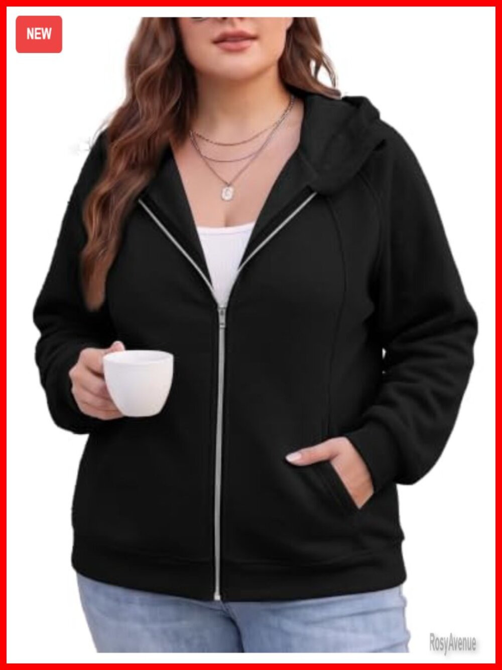 Plus Size Zip Up Hoodie Fleece Lined Athletic Sweatshirt